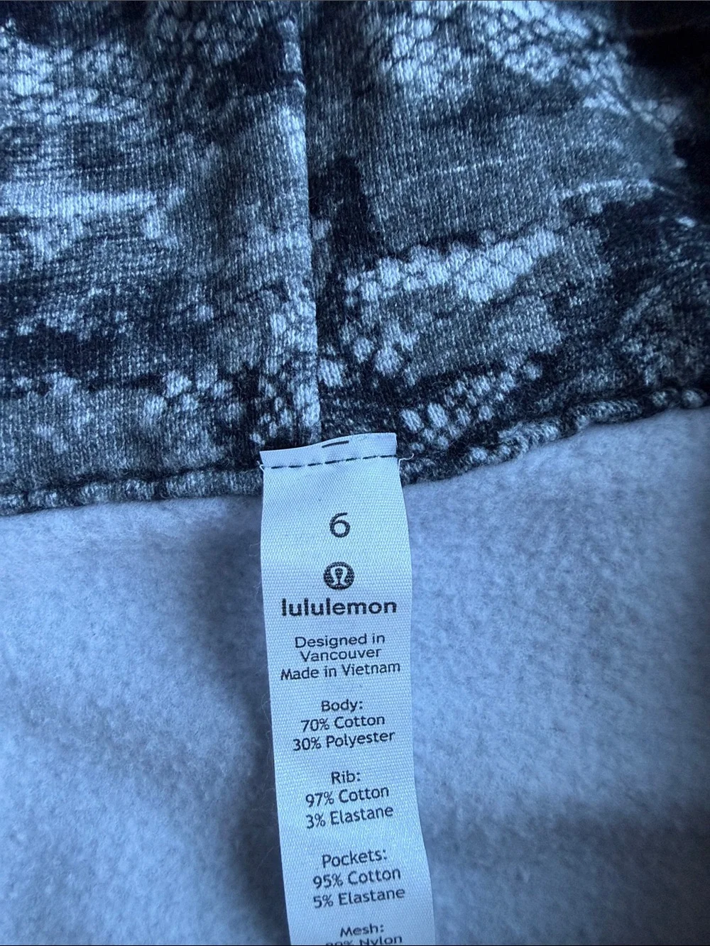 lululemon athletica Scuba Full Zip Hoodie Black & White Marble Print